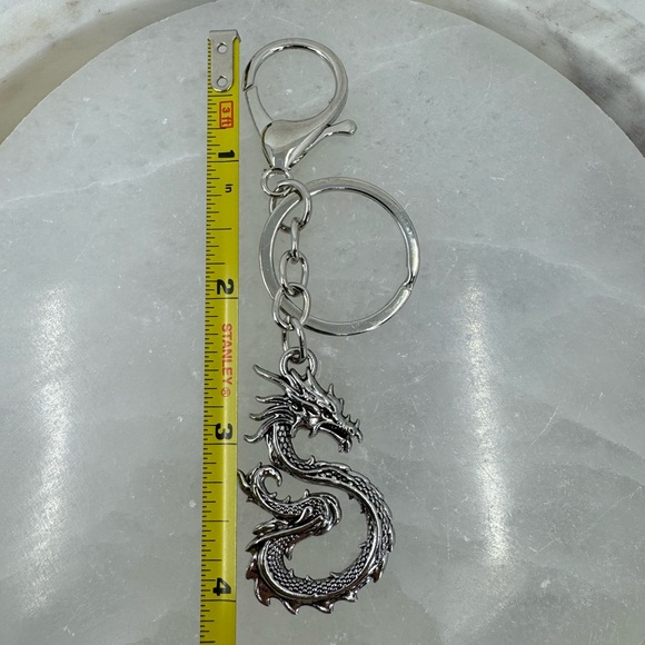 2/$15 Silver Dragon Charm Keychain - Picture 7 of 7